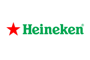 logo van biermerk Heineken in de kleur groen met run rode ster voor de naam