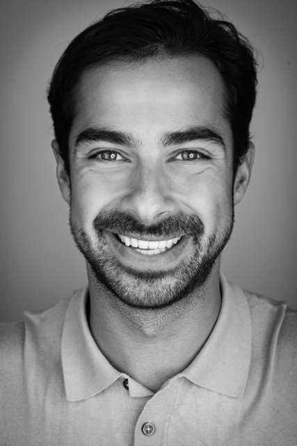 zwart wit portret foto van David Soesan